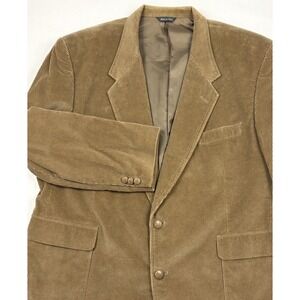VTG David Taylor Wide Wale Corduroy Sport Coat Envelope Patch Pockets Tan 48R